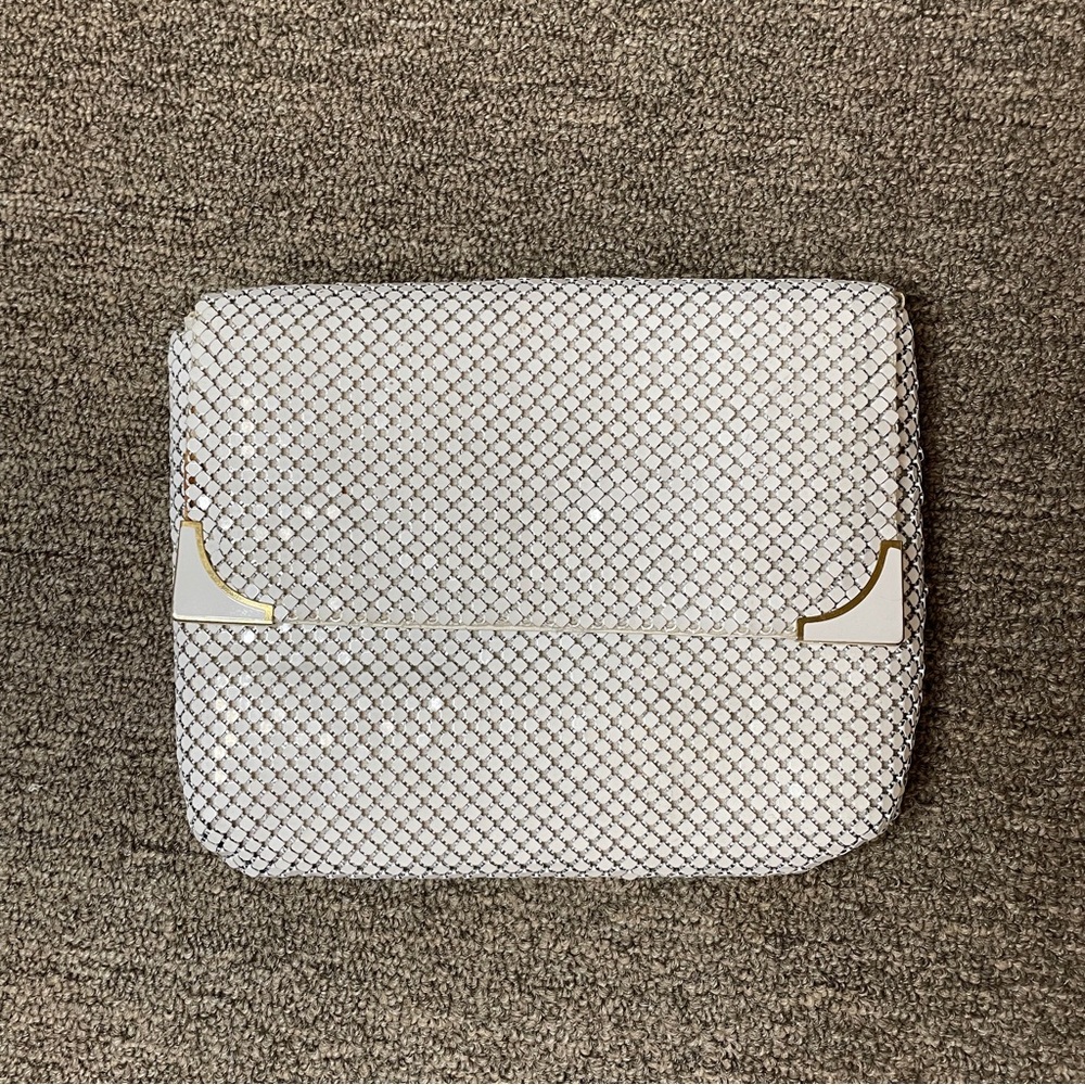 Vintage white mesh clutch purse bag